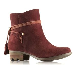Sorel Farah waterproof short suede boots burgundy US9
